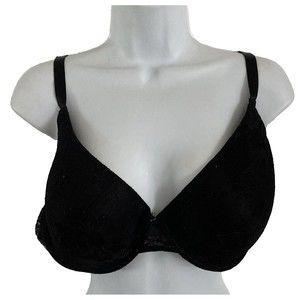 Juicy Couture Intimates Bra Size 40D Black Lace Overlay Logo Spellout Underwire